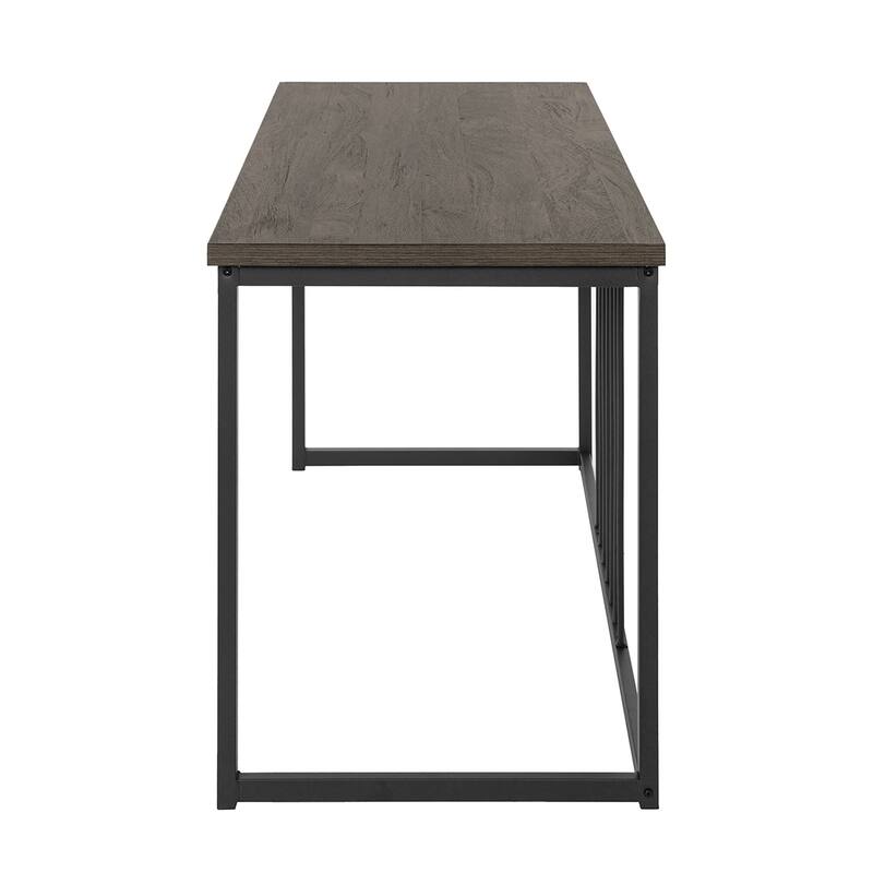 47.2" L Square Computer Desk in Elegant Walnut & Black Stylish Metal